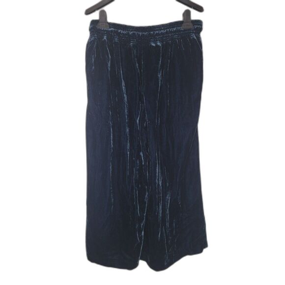 Anthropologie Hei Hei Blue Velvet Cropped Wide Leg Pants - Picture 3 of 5